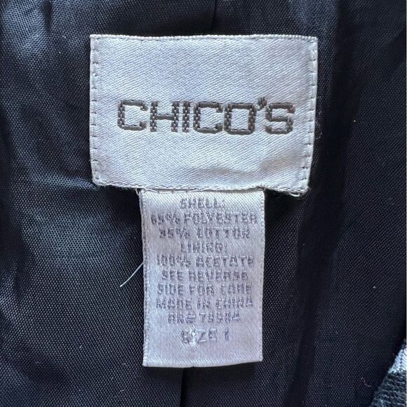 Chicos Jacket Womens Size 1 (US M/8) Black White Print Lined Full Zip Pockets - Picture 8 of 14
